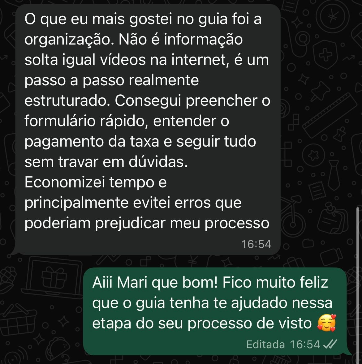 Depoimento de cliente que usou o guia