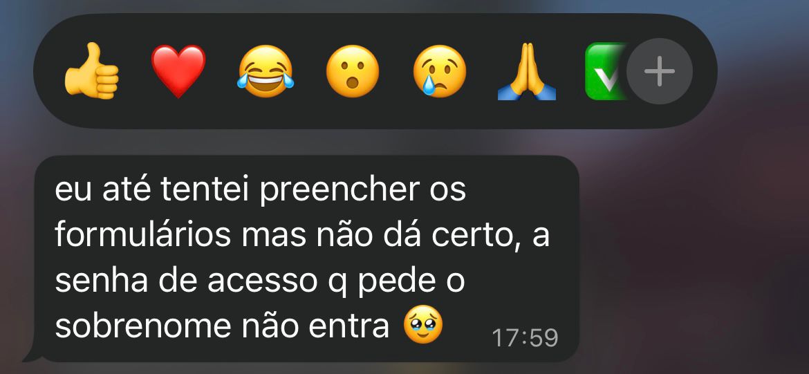 Mensagem de quem tentou sem o guia